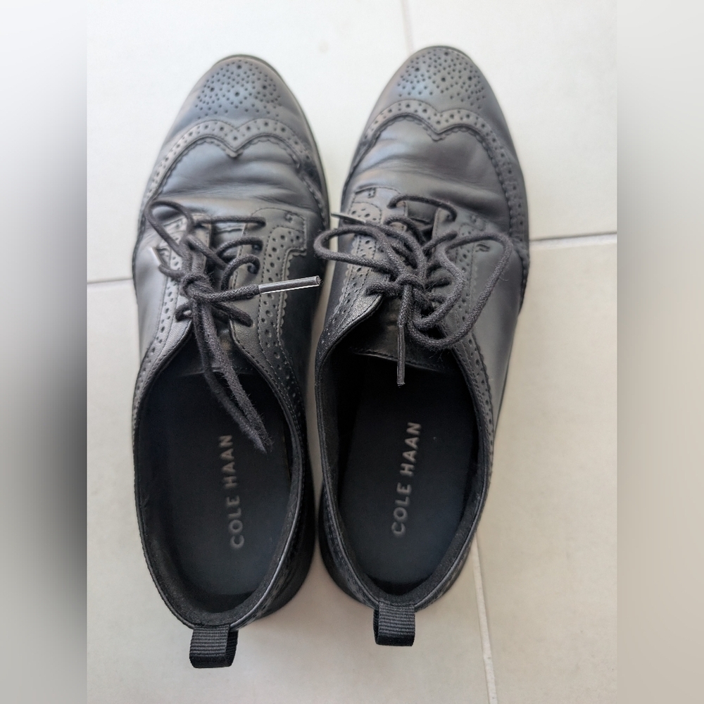 Cole Haan Zerøgrand Wingtip Oxford Black Leather Women's size 7.5 - Picture 8 of 10